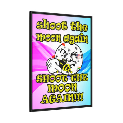 shoot the moon again - framed canvas art (light blue-pink wave)