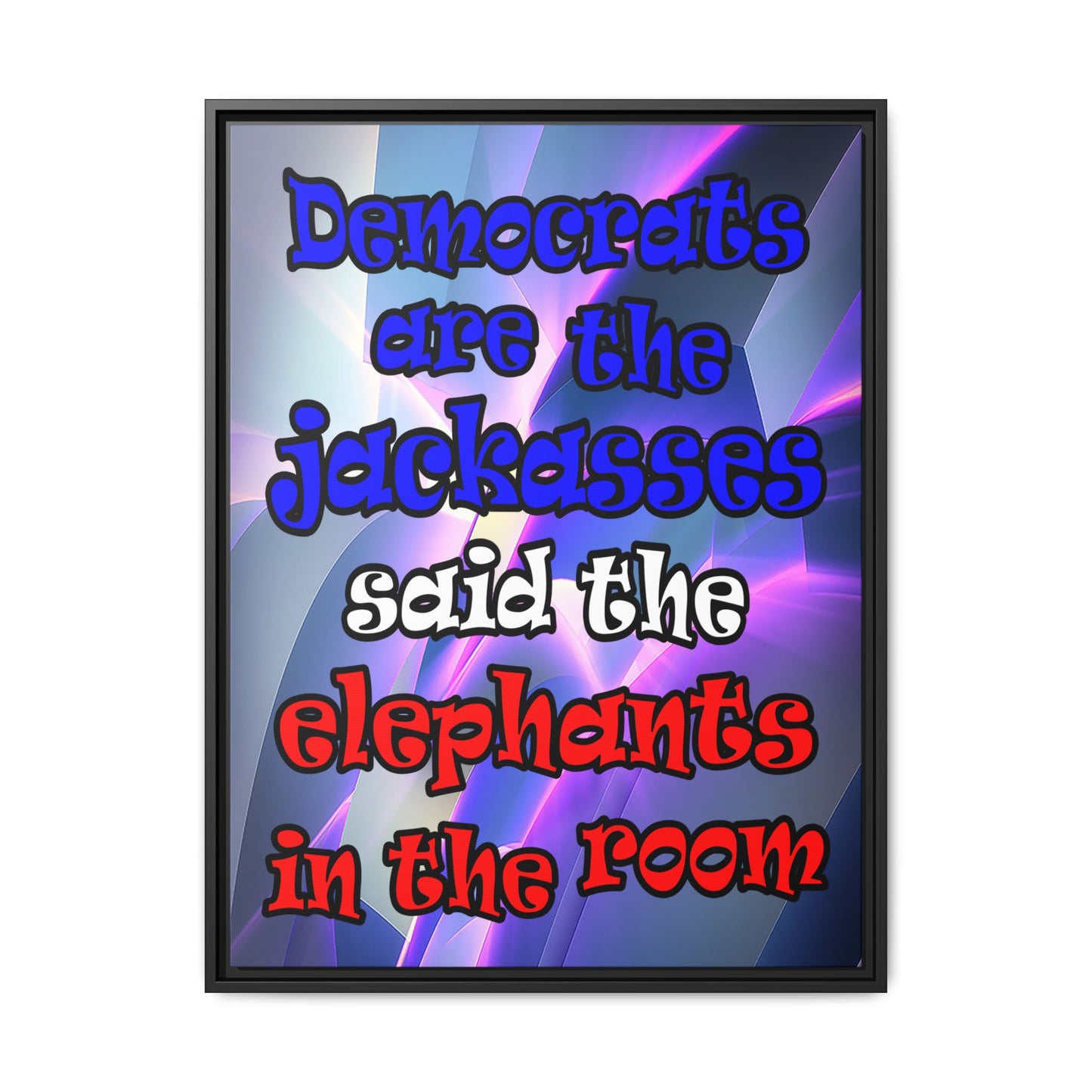 donkeys and elephants - framed canvas art (grey-pink wave)