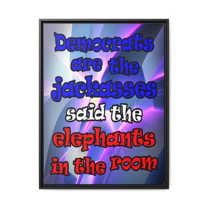 donkeys and elephants - framed canvas art (grey-pink wave)
