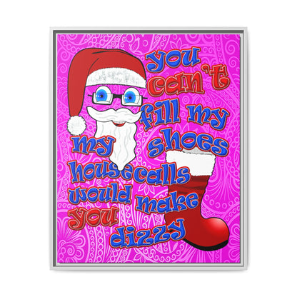 santa's shoes - framed canvas art (pink swirl)
