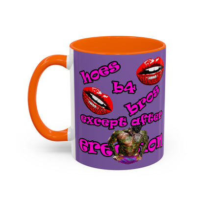hoes b4 bros - Accent Mug (light purple)