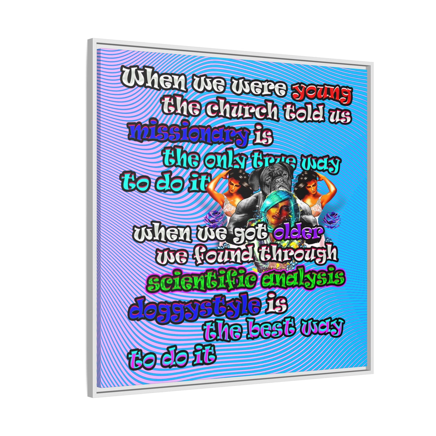 doggystyle - framed canvas art (light blue-purple wave)