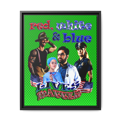 rw&b lives matter - framed canvas art (logo green)