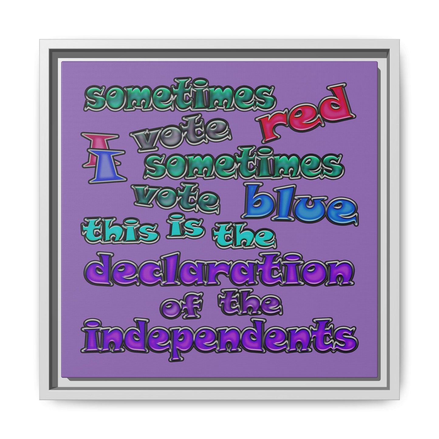 declaration of the independents - framed canvas art (light purple)