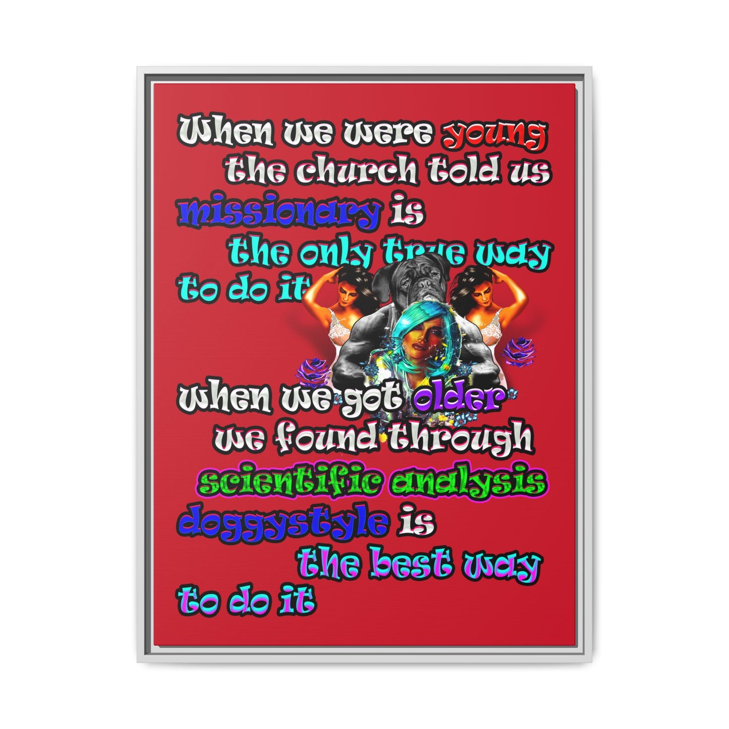 doggystyle - framed canvas art (dark red)