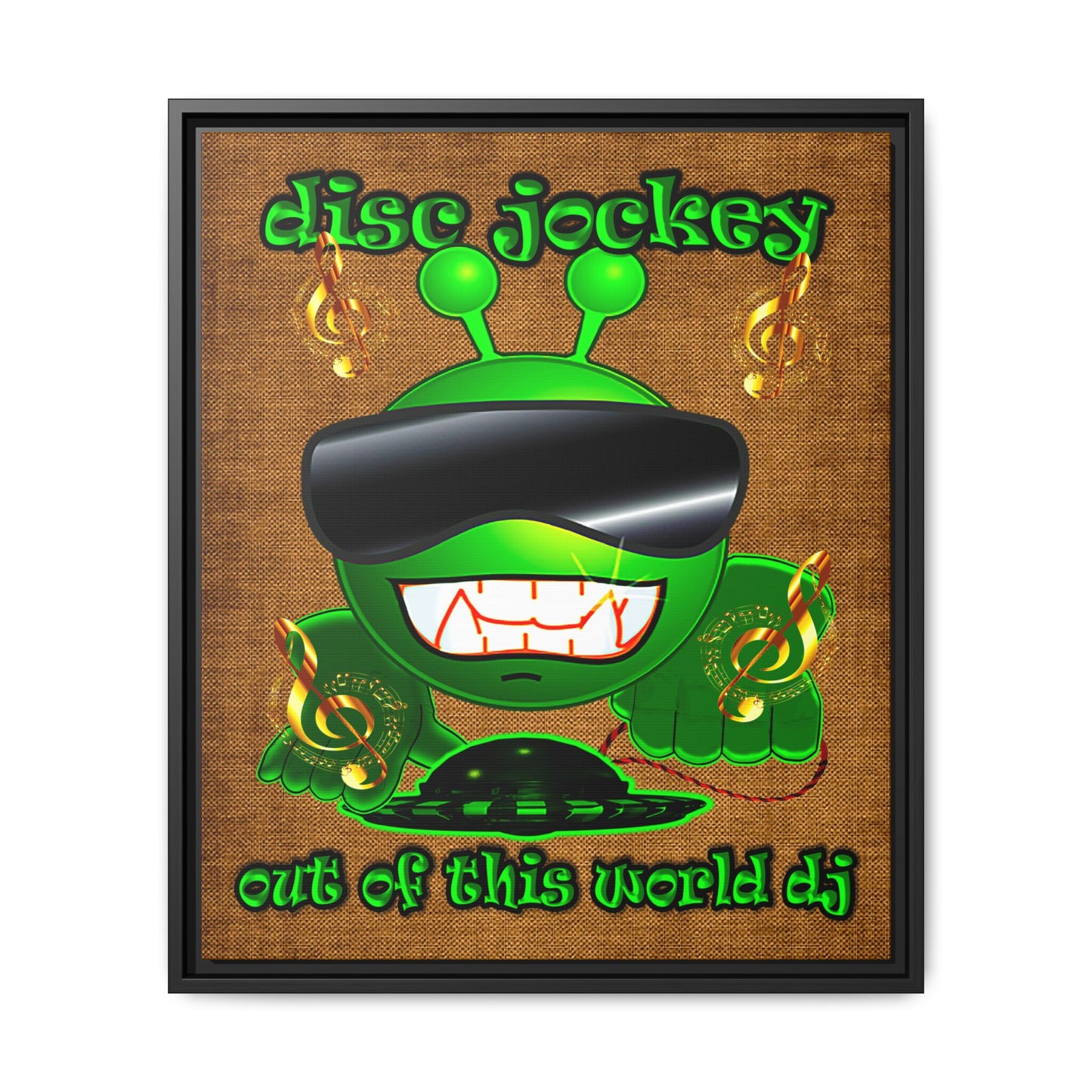disc jockey - framed canvas art (brown papyrus)