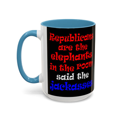 donkeys and elephants - Accent Mug (black)