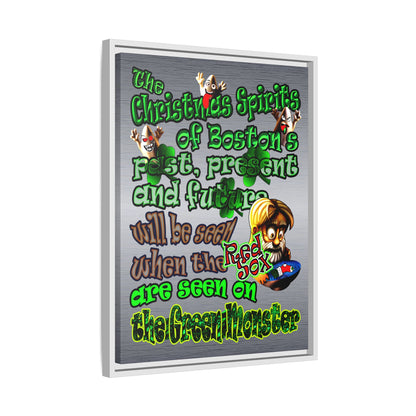 christmas spirits of boston - framed canvas art (brushed nickel)