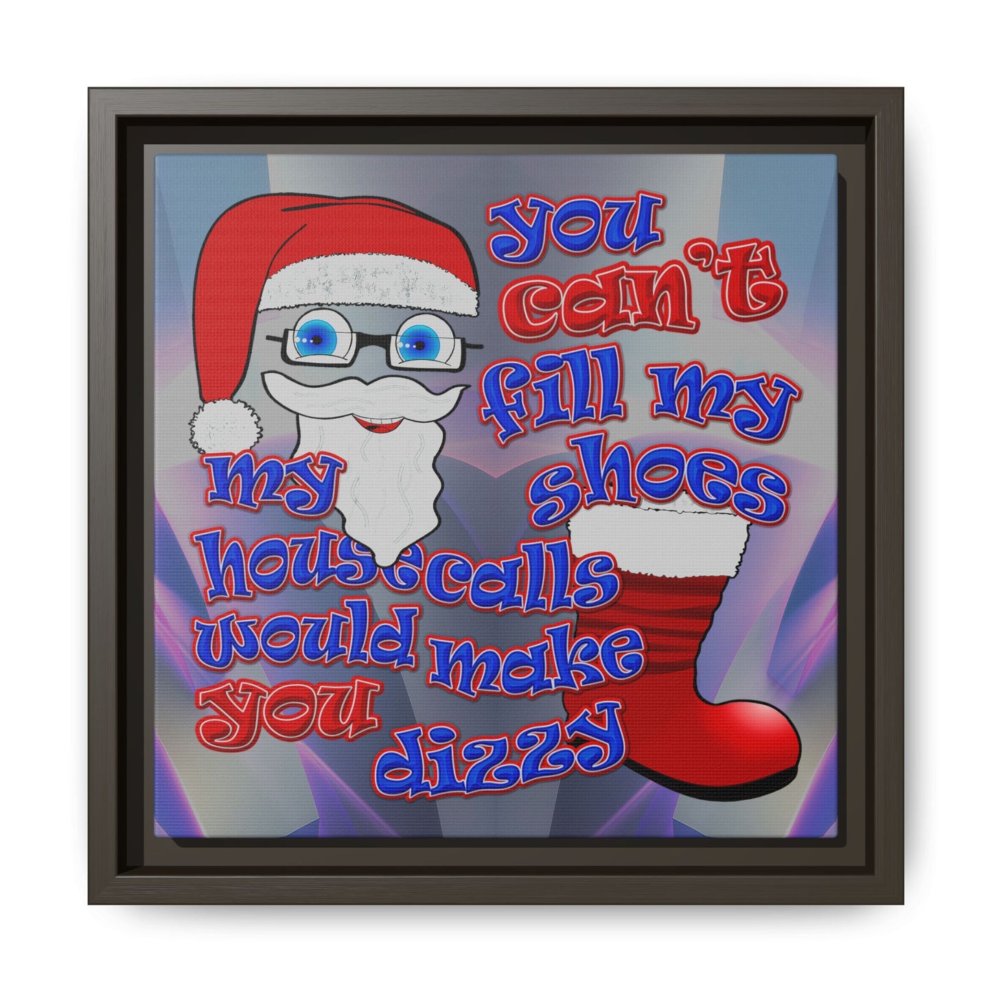 santa's shoes - framed canvas art (grey-pink wave)