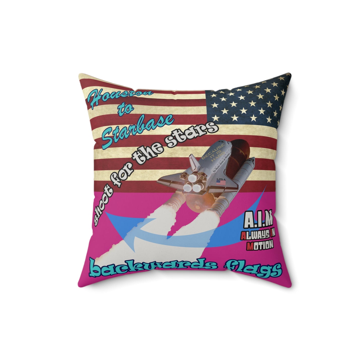 shoot for the stars - Faux Suede Square Pillow - (pink)