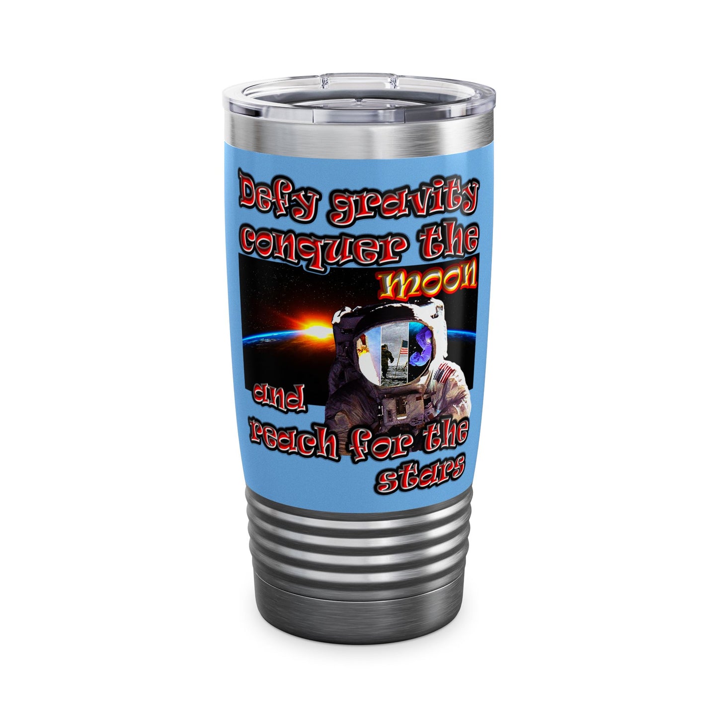 defy conquer reach - Ringneck Tumbler, 20oz (light blue)