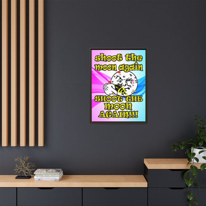 shoot the moon again - framed canvas art (light blue-pink wave)