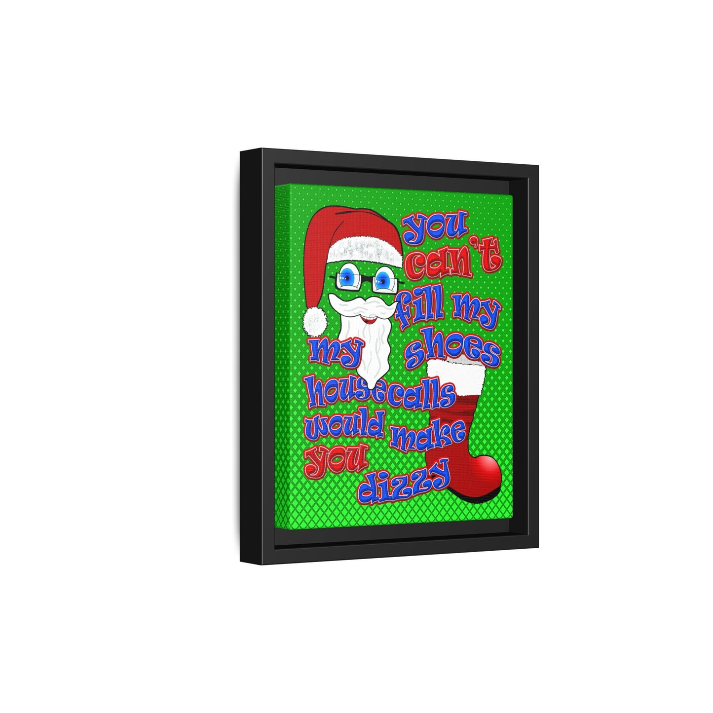 santa's shoes - framed canvas art (logo green)