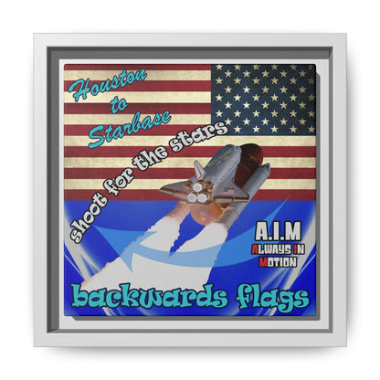 shoot for the stars - framed canvas art (blue-white wave)