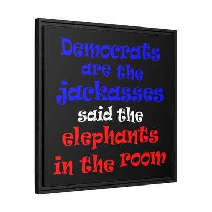 donkeys and elephants - framed canvas art (black)