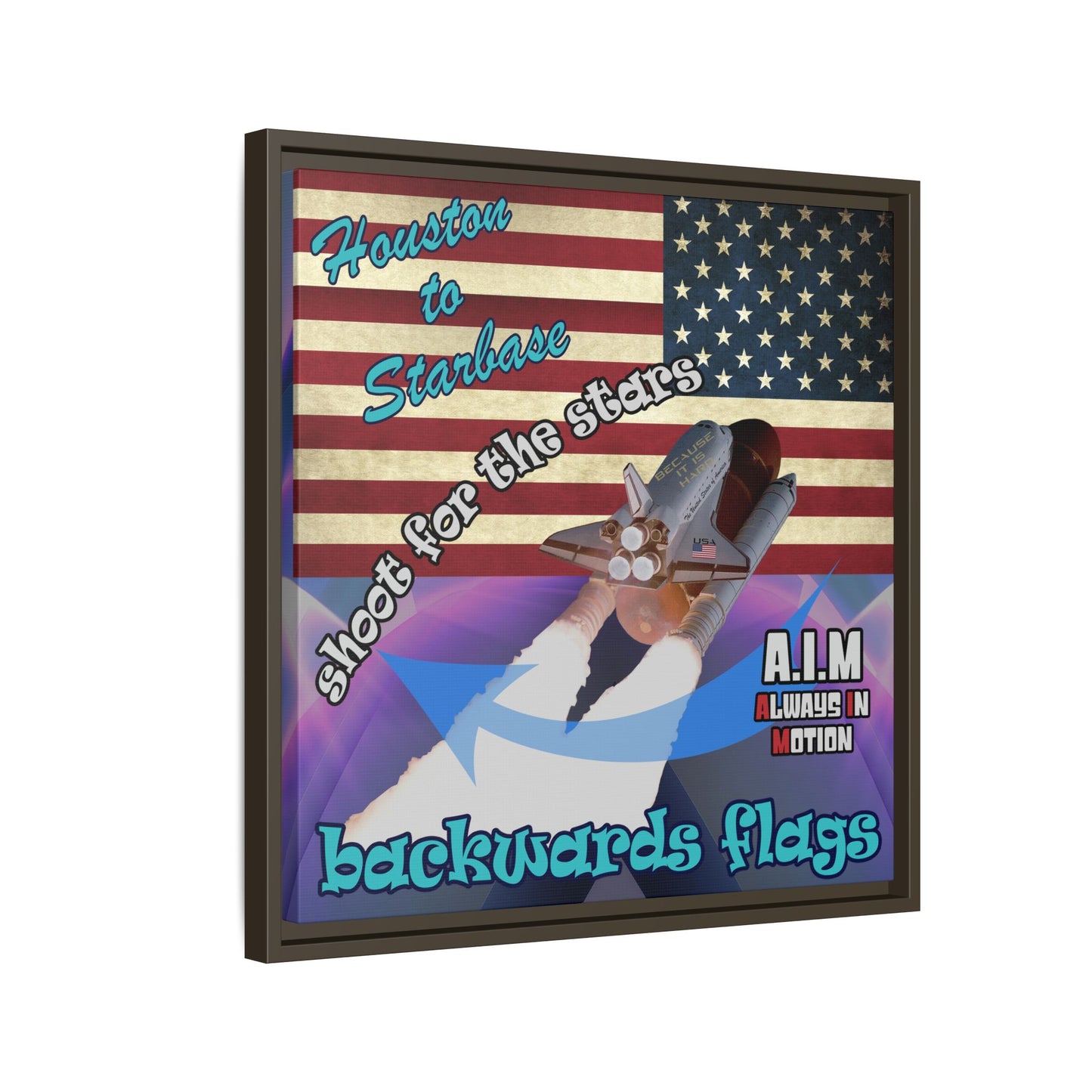 shoot for the stars - framed canvas art (grey-pink wave)