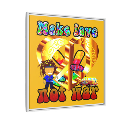 love peace - framed canvas art (yellow)