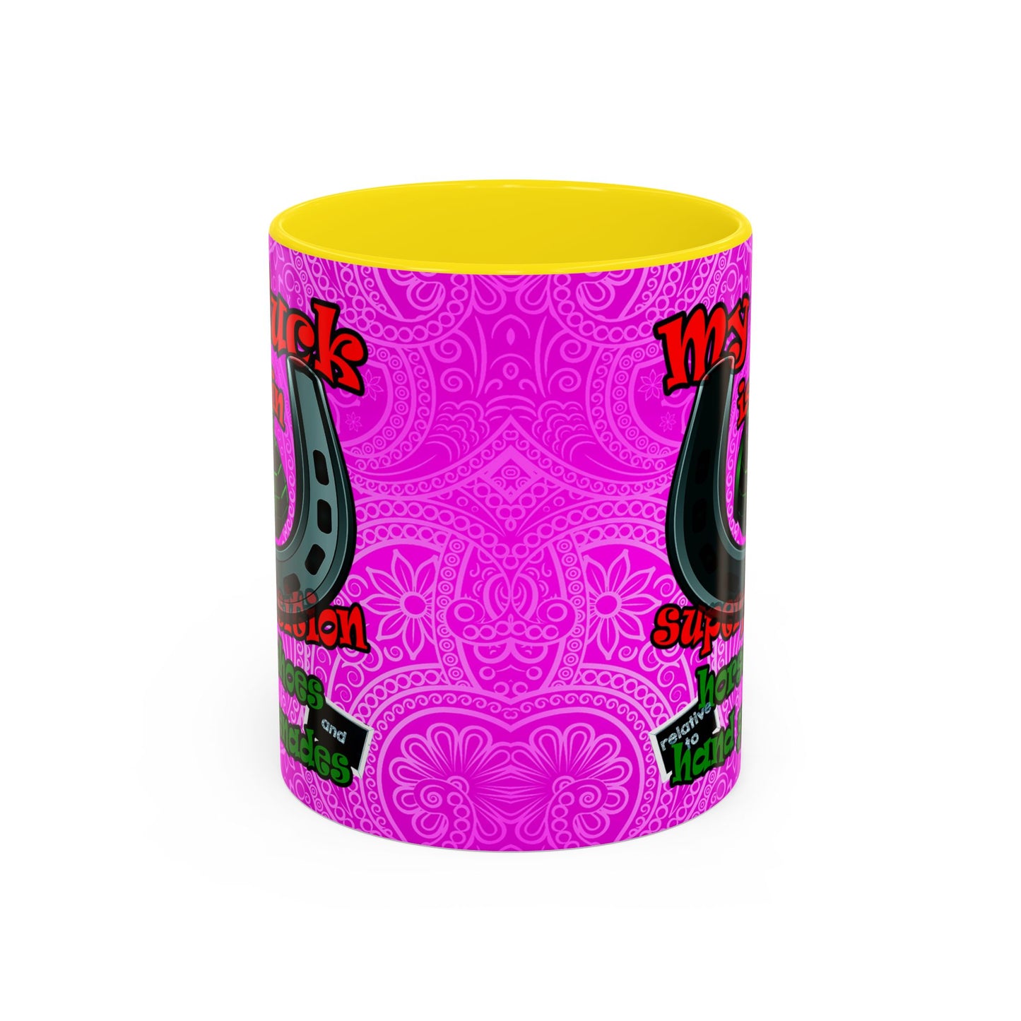 my luck - Accent Mug (pink swirl)