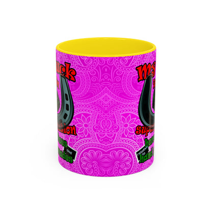 my luck - Accent Mug (pink swirl)