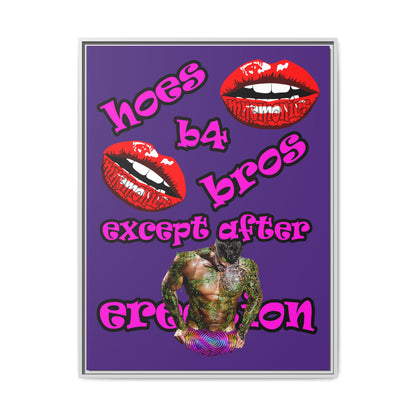 hoes b4 bros - framed canvas art (purple)