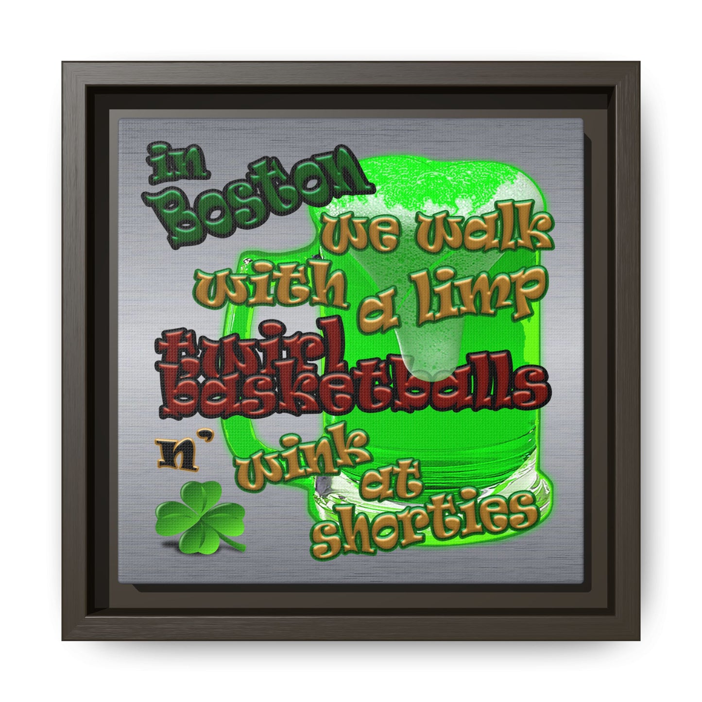 celtics logo - framed canvas art (brushed nickel)