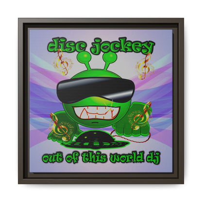 disc jockey - framed canvas art (light blue-pink wave)