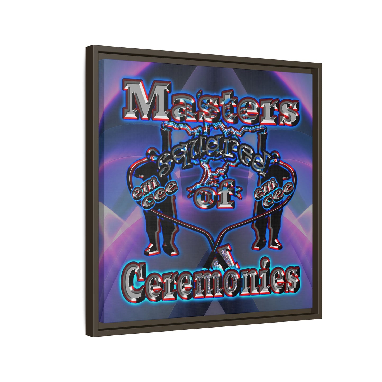 em cee squared - framed canvas art (grey-pink wave)