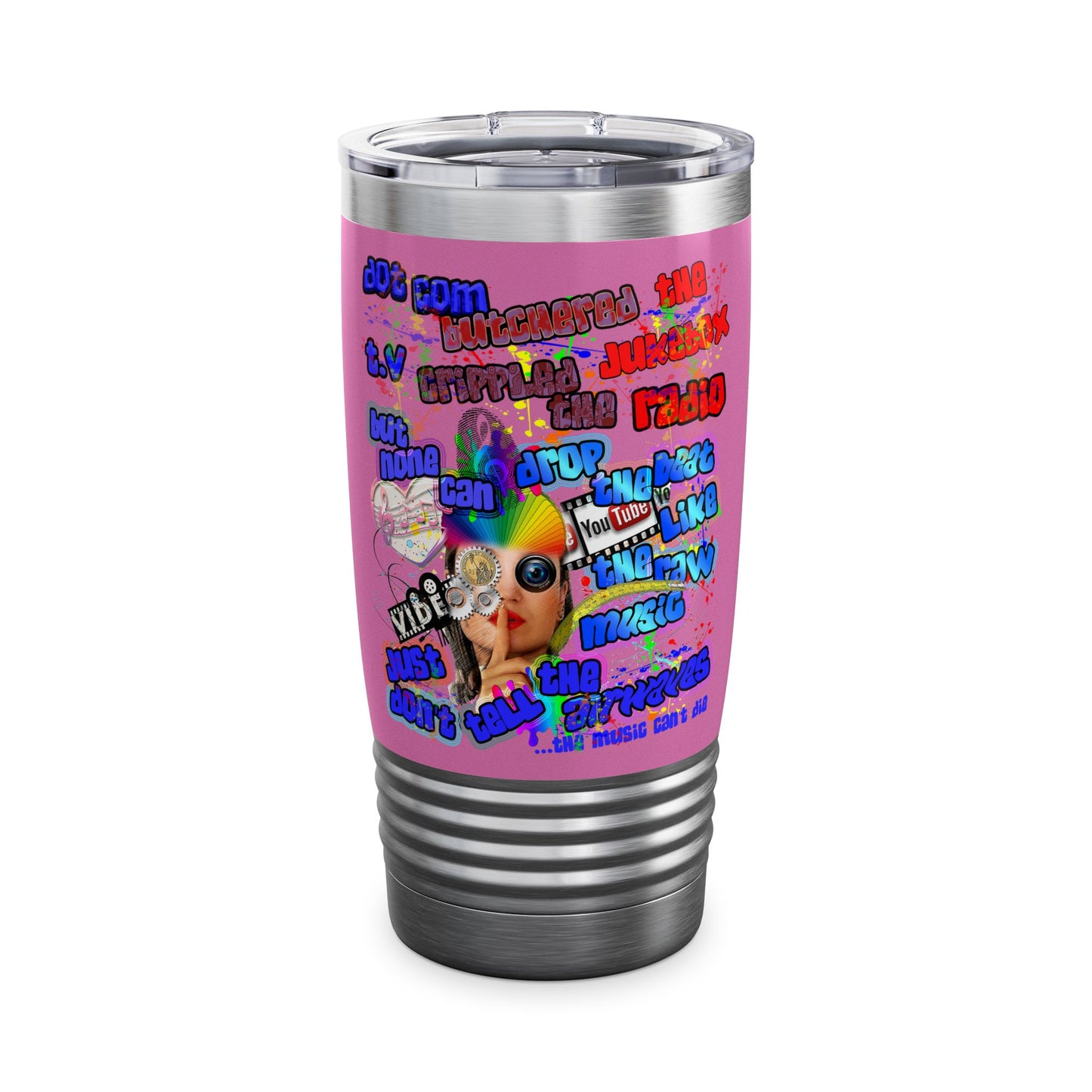 drop the beat - Ringneck Tumbler, 20oz (light pink)
