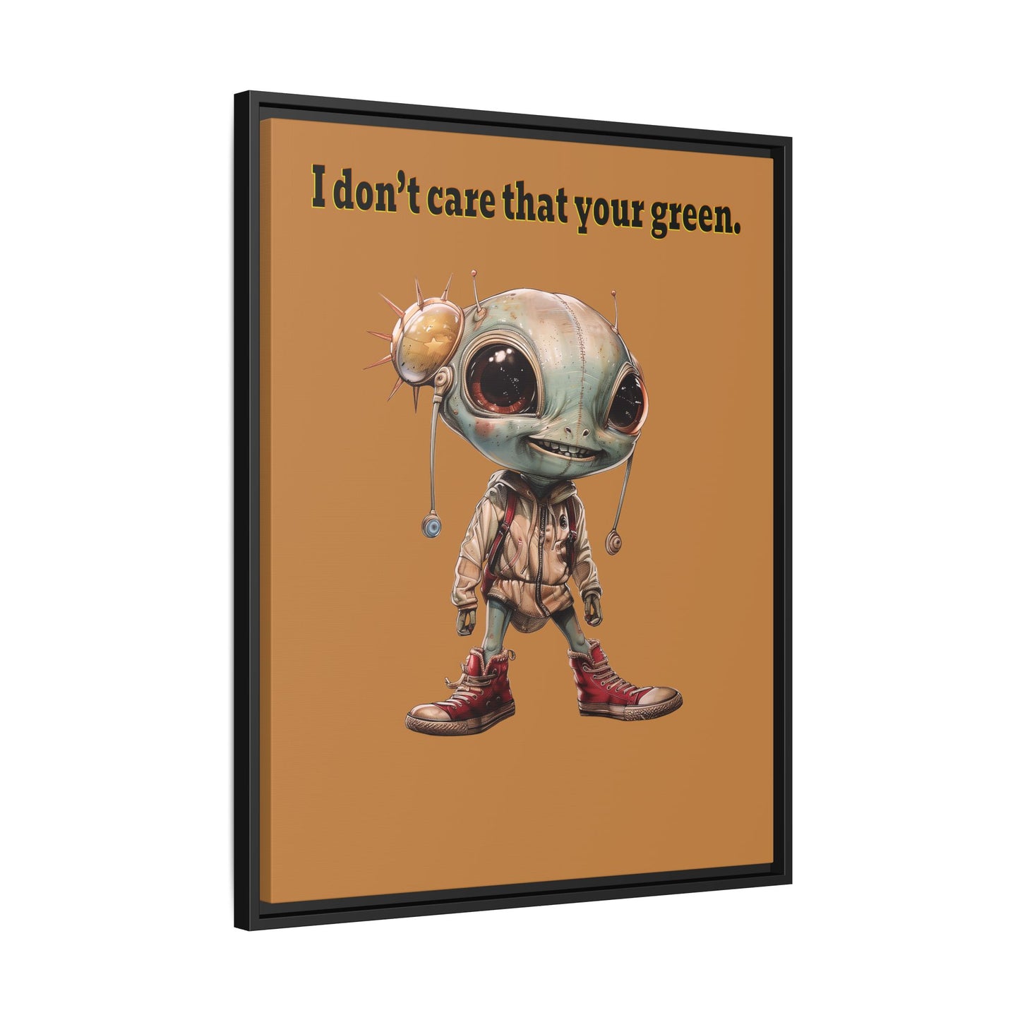 I don't care that your green - framed canvas art (light brown)
