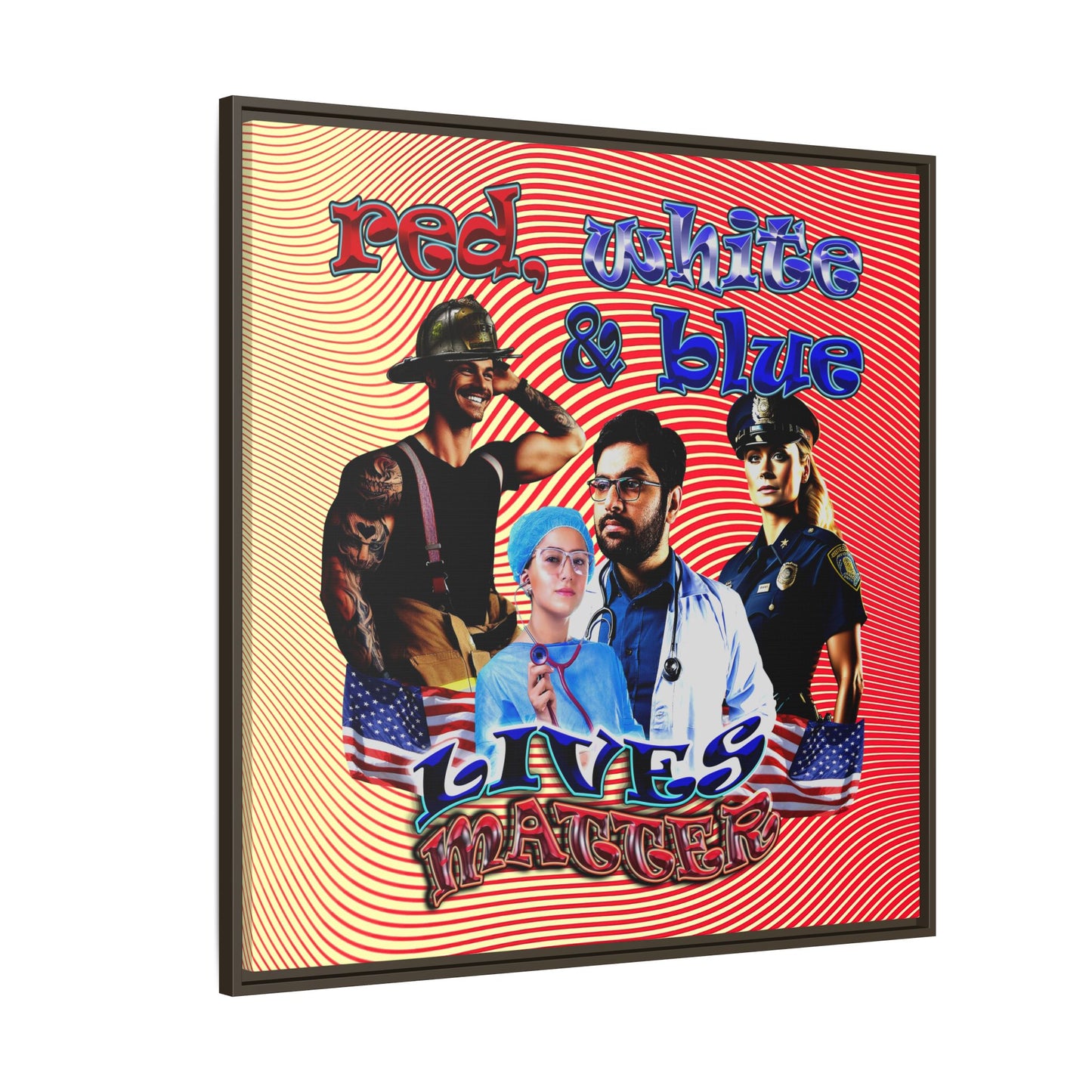 rw&b lives matter - framed canvas art (yellow-orange wave)