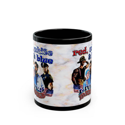 rw&b lives matter - Black Mug (white marble)