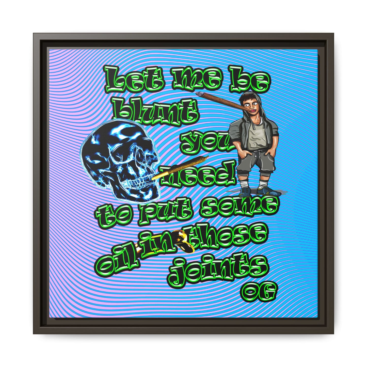 og - framed canvas art (light blue-purple wave)