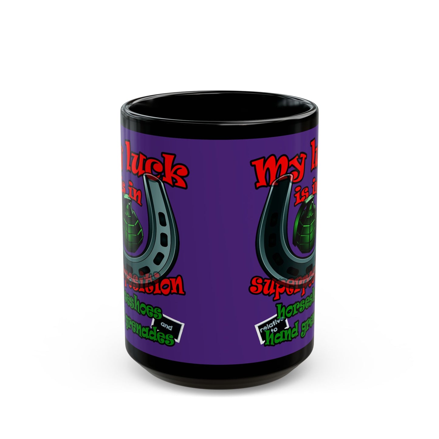my luck - Black Mug (purple)