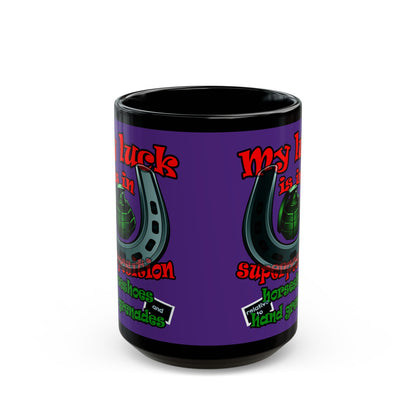 my luck - Black Mug (purple)