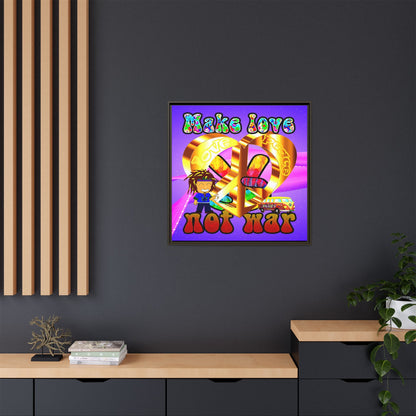 love peace - framed canvas art (purple-pink wave)