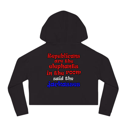 donkeys and elephants - Women’s Cropped Hooded Sweatshirt
