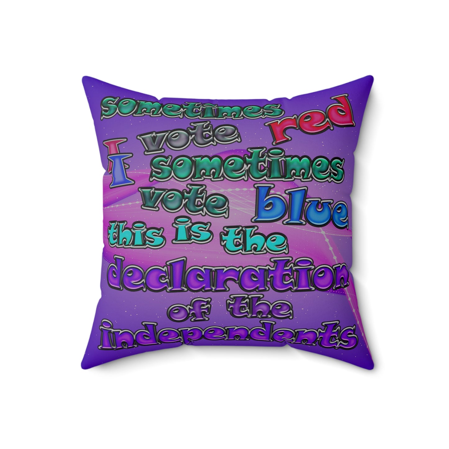 declaration of the independents - Spun Polyester Square Pillow - (purple-pink wave)