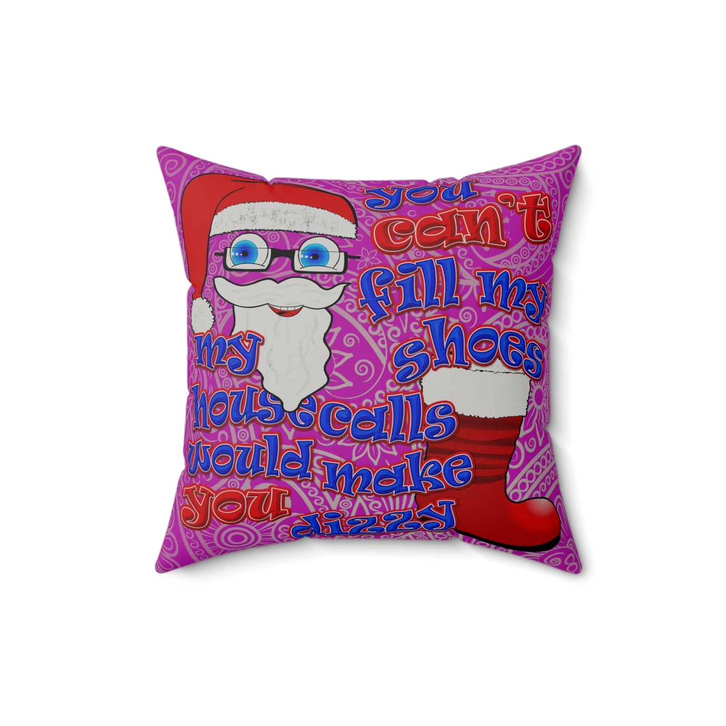 santa's shoes - Faux Suede Square Pillow - (pink swirl)