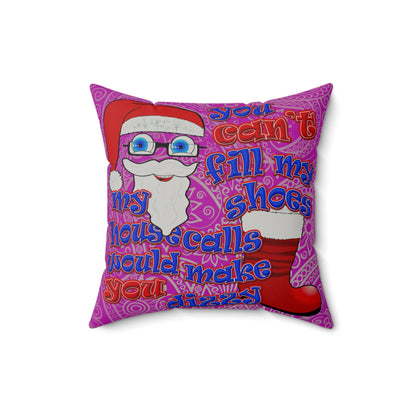 santa's shoes - Faux Suede Square Pillow - (pink swirl)