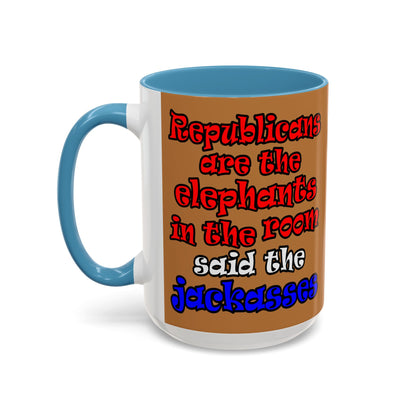 donkeys and elephants - Accent Mug (light brown)