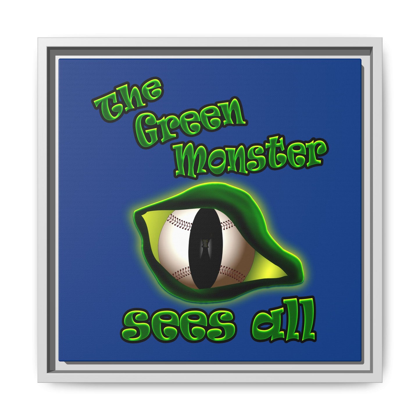 green monster - framed canvas art (dark blue)