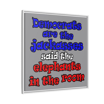 donkeys and elephants - framed canvas art (grey)