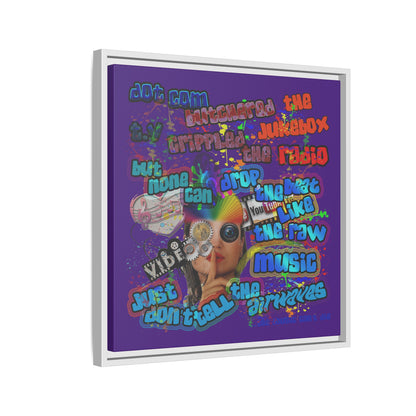 drop the beat - framed canvas art (purple)