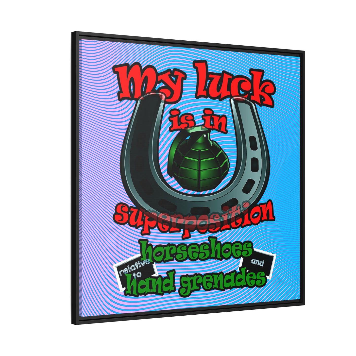 my luck - framed canvas art (light blue-purple wave)