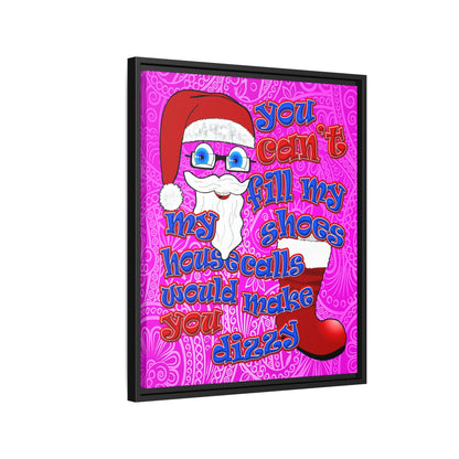 santa's shoes - framed canvas art (pink swirl)