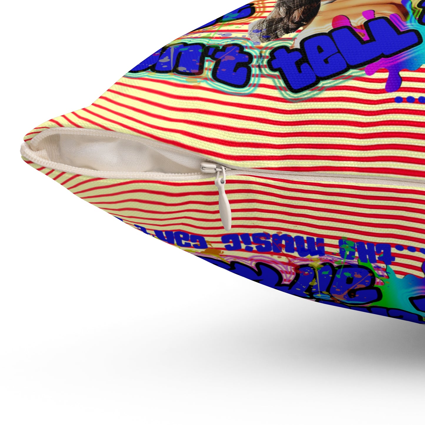 drop the beat - Spun Polyester Square Pillow - (yellow-orange wave)