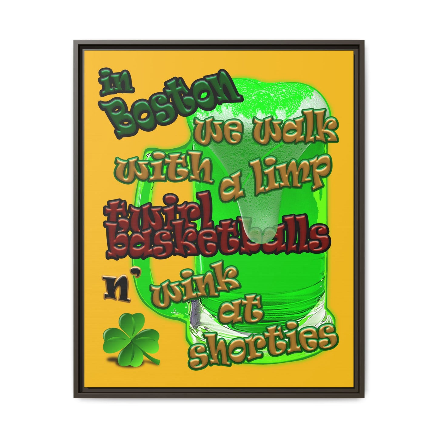 celtics logo - framed canvas art (yellow)