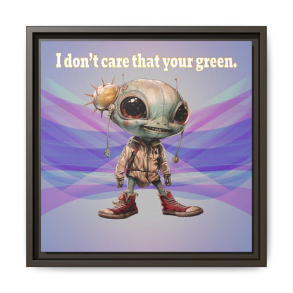 I don't care that your green - framed canvas art (light blue-pink wave)