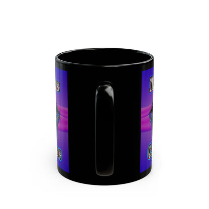 em cee squared - Black Mug (purple-pink wave)