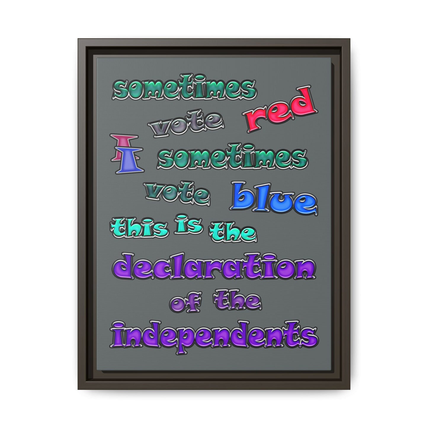 declaration of the independents - framed canvas art (dark grey)